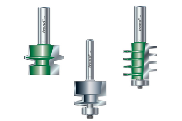 Examples of different types of finger jointing router cutters