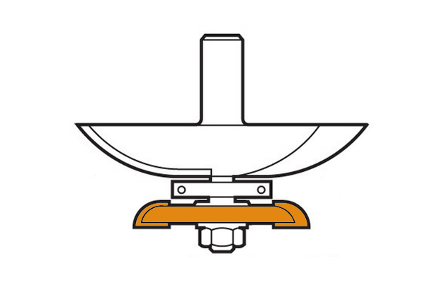 Diagram showing the location of the back cutter on a raised panel router cutter