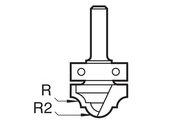 Diagram showing that panel moulding router cutters can have multiple radii