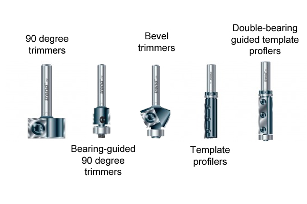 Examples of different types of Rota-tip trim and profile bits