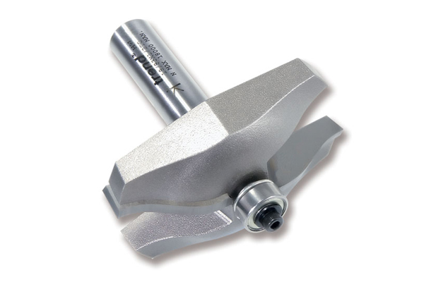 A raised panel router cutter with a ball bearing guide