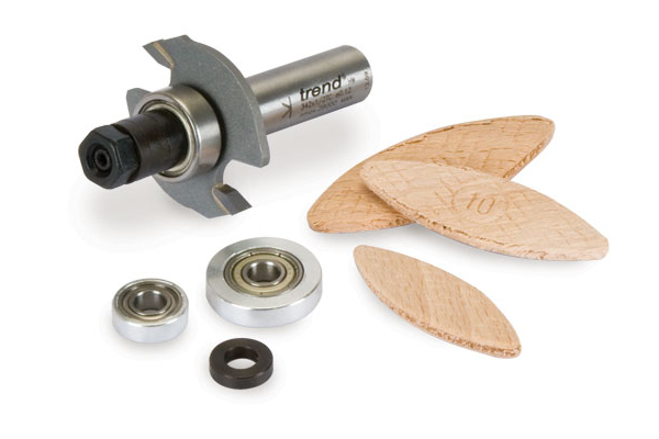 Diagram showing the most common sizes of biscuit along with a biscuit jointer router cutter