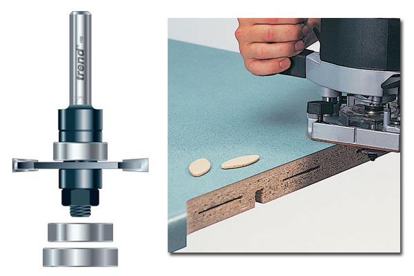 A biscuit jointer router cutter with an example of how it is used