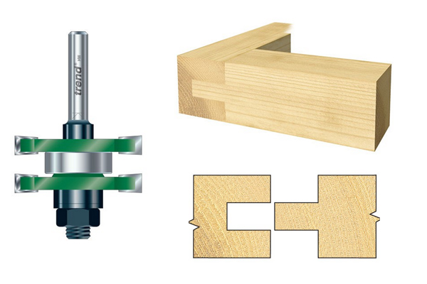 A tongue and groove router cutter set