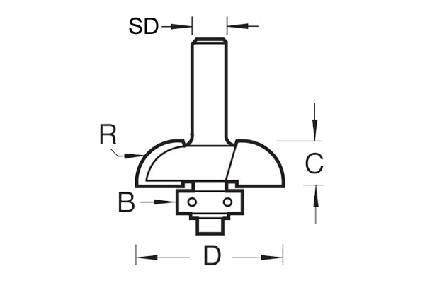 Diagram showing the different dimensions of a capillary router cutter
