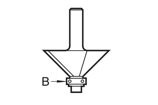 Diagram showing the location of the ball bearing guide on a chamfer cutter