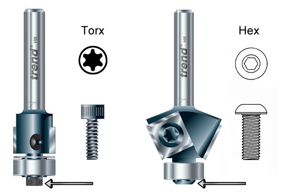 Selection of bearing fixing screws for Rota-tip cutters