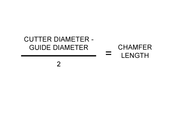 Formula for calculating the length of a chamfer based on cutter and guide diameter