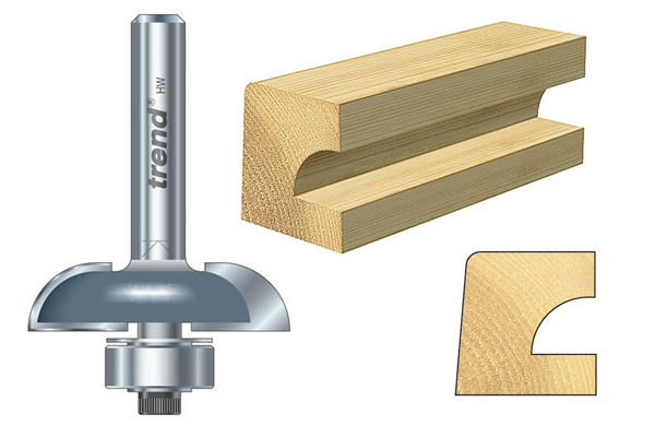 A capillary groove router cutter and an example of the shape of groove it creates