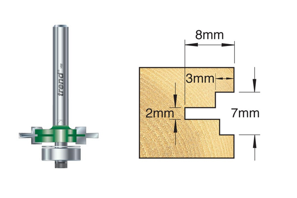An example of a centre leg pile carrier cutter showing the measurements of the recess it creates for weather seals