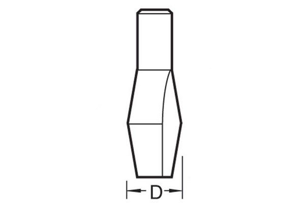 Diagram showing how to measure the diameter of a butterfly spline router cutter