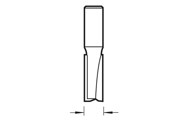 Diagram showing how the measure the diameter of a router cutter