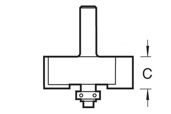 Diagram showing how to measure the length of a rebate bit's cutting edge