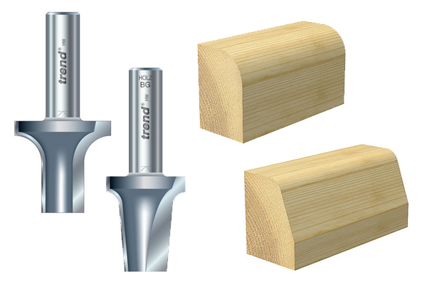 Examples of deep rounding router cutters