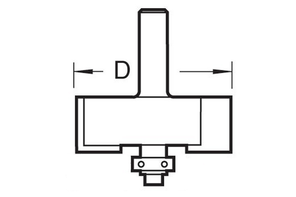 Diagram showing how to measure the cutting diameter of a rebate bit