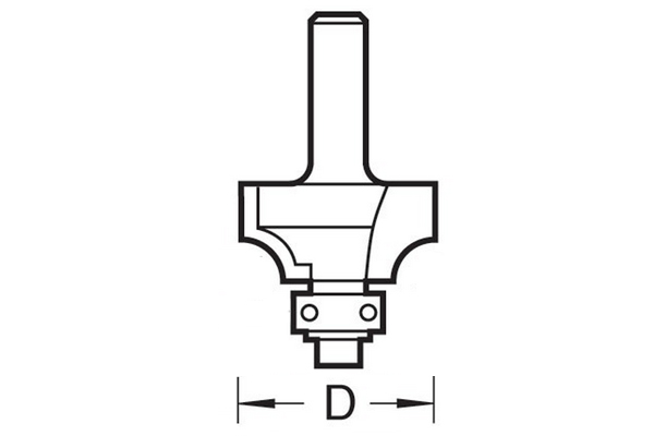 Diagram showing how to measure the diameter of an ovolo router cutter