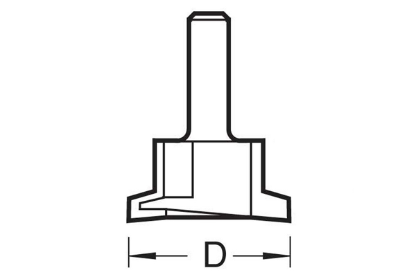 Diagram showing how to measure the diameter of a drawer lock router cutter