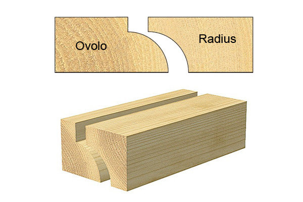 A diagram of a drop leaf joint showing the radius section, which can be created using a cove router cutter
