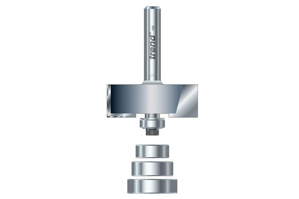 Image to illustrate that a bearing guided rebate bit is usually customizable so that the size of rebate can be altered by the user