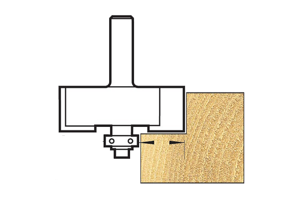 Diagram showing how to measure the width of the rebate a rebate router bit will create