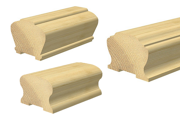 Wooden handrails created with a handrail router cutter
