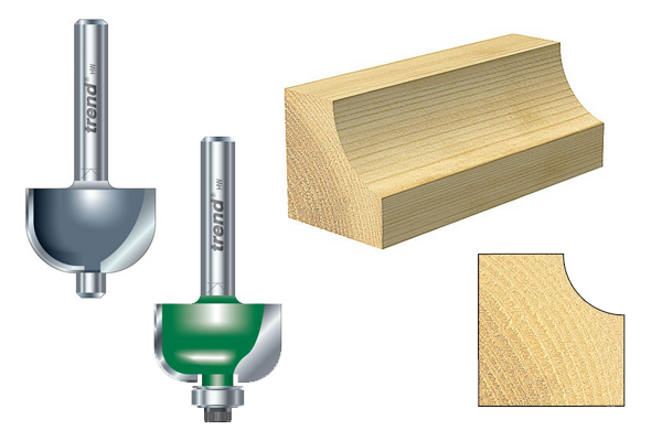Examples of different types of cove router cutters