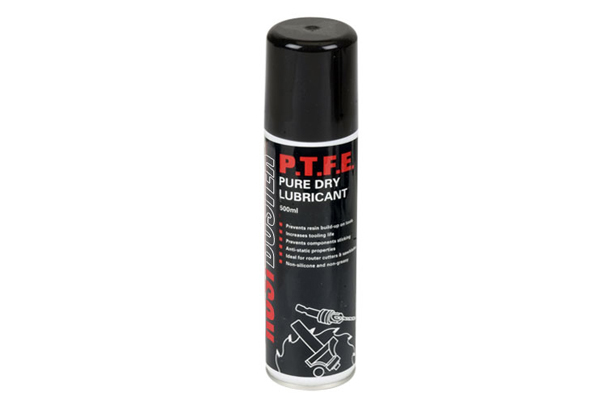 A can of PTFE lubricant spray for woodworking tools