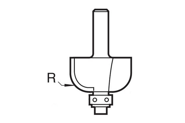 Diagram showing how bit radius is measured