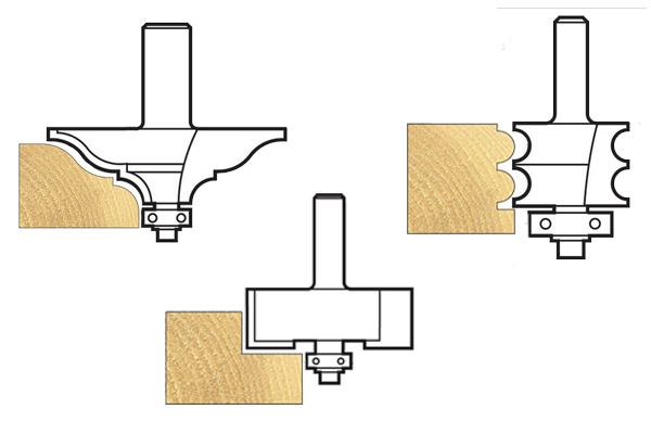 Examples of shaped router bits that have bearing guides  