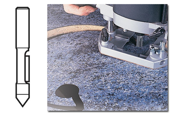 Diagram showing the shape of a bottom cut TREND trimming and profiling router cutter