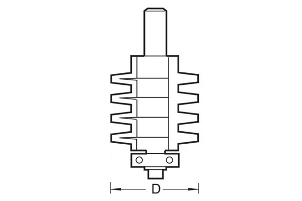 Diagram showing how to measure the diameter of a finger jointing router cutter