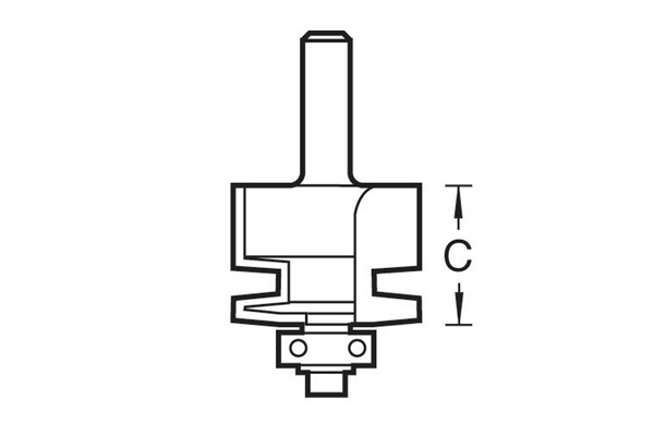 Diagram showing how to measure the cutting edge length of a finger jointing router cutter