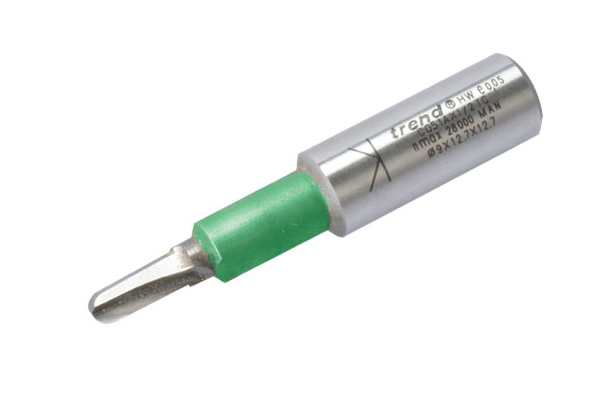 Image showing that important information is laser etched into the shank of Trend CraftPro cutters