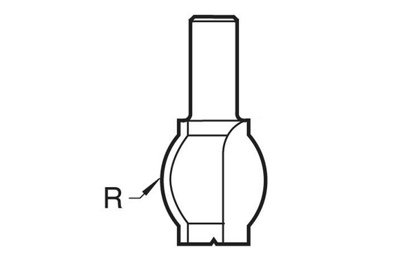 Diagram showing how to measure the radius of a staff or sunk bead jointer router cutter