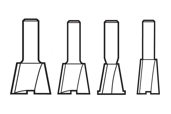 Examples of differently shaped dovetail cutters