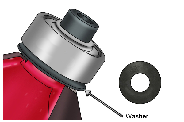 Diagram showing the location of the washer on a slotting and grooving router cutter