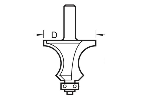 Diagram showing how to measure the diameter of a knuckle joint router cutter