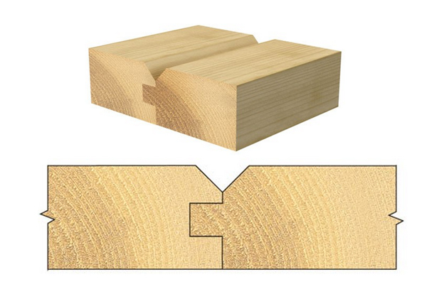 A tongue and groove joint with a chamfer - a matchlining joint