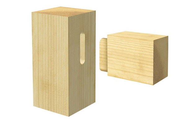 Example of a mortise and tenon joint cut by a mortiser with a wood router