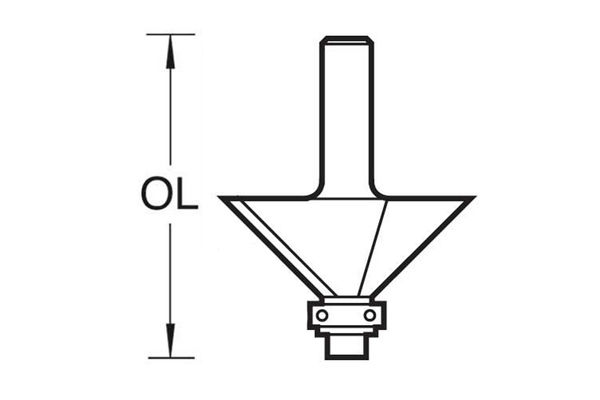Diagram showing how to measure the overall length of a cutter