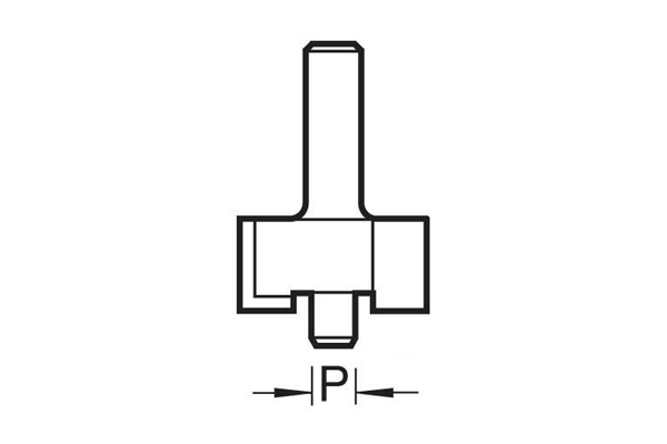 Diagram showing how to measure the diameter of the pin on a rebate cutter guide