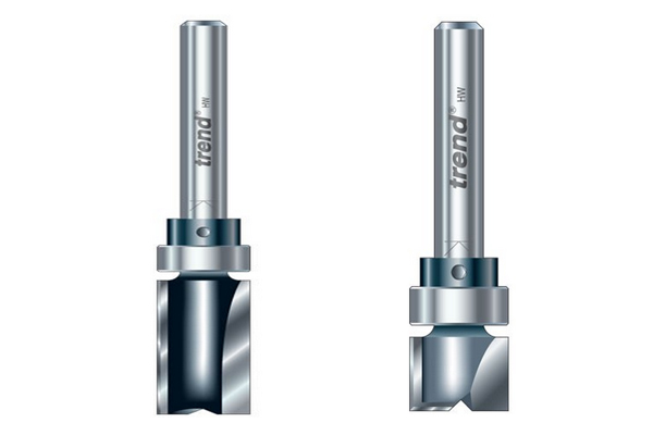 Diagram showing the location of the guides on profiling router cutters