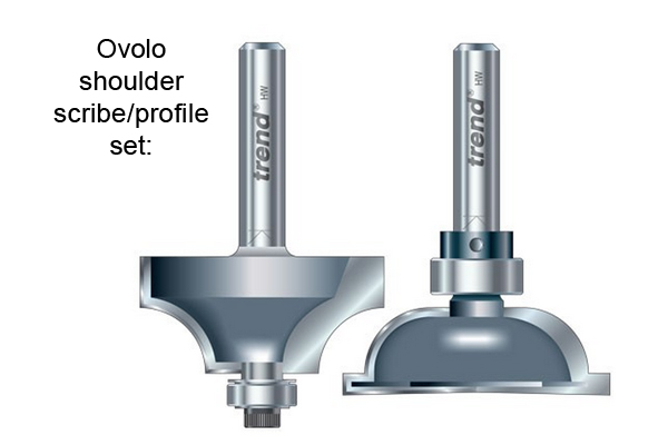 Matched profile ovolo router cutter set