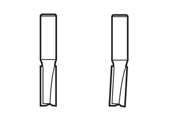 Diagram showing how side deflection can occur in a router cutter if it is used at too high a speed