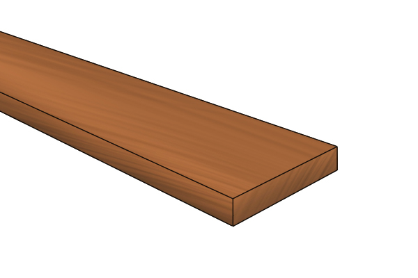 A plank of wood between 15 and 18mm thick, the ideal dimensions for use with a mitre corner router cutter