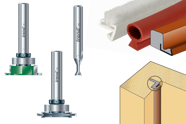 Examples of different types of weather seal router cutters