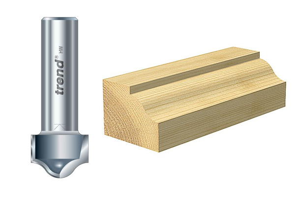An example of a flat ogee router cutter and the shape of panel it can create