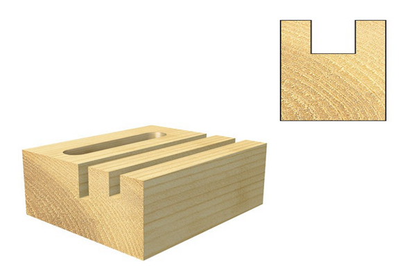 Differently shaped grooves in a block of wood