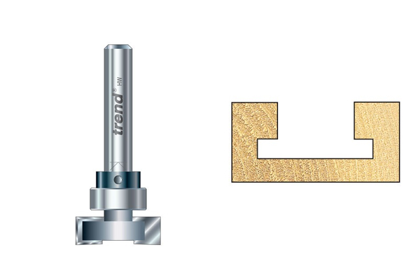 An example of an undercut slotter router cutter and the shape of groove it creates
