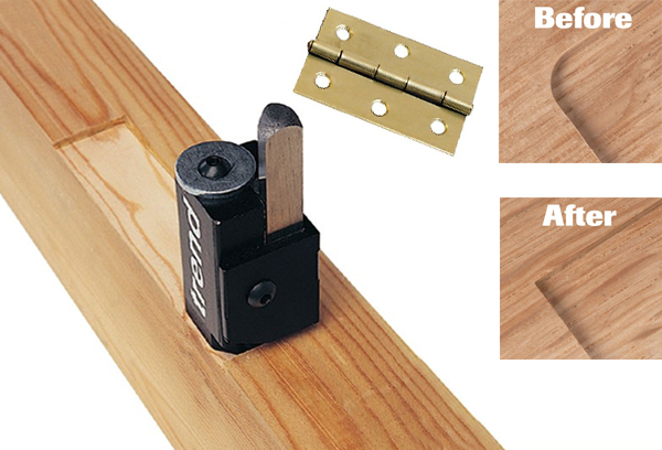 Corner chisel for squaring off rounded corners on recesses for hinges and locks 